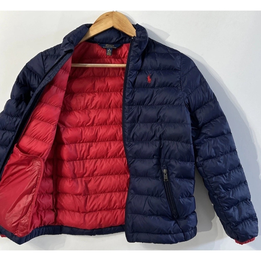 Boys Polo Ralph Lauren Down Puffer Jacket Size M 10-12 Quilted EC Clean